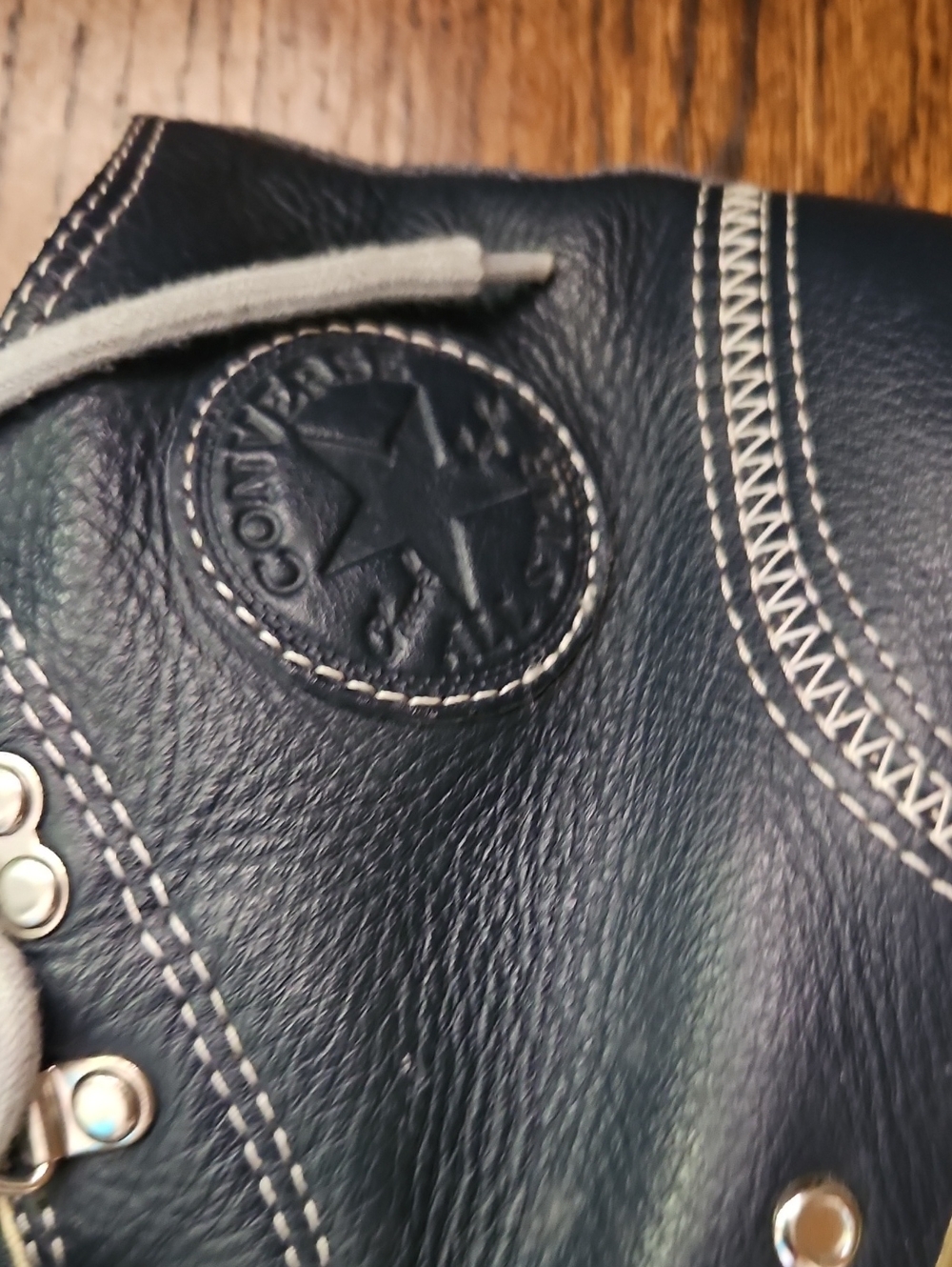 Converse Men's Navy Leather High-Top Sneakers - Picture 3 of 9